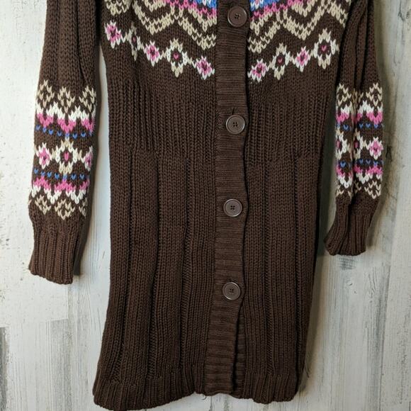CHILDREN'S PLACE Brown Sweater Cardi Dress 7/8 Med - Picture 3 of 8